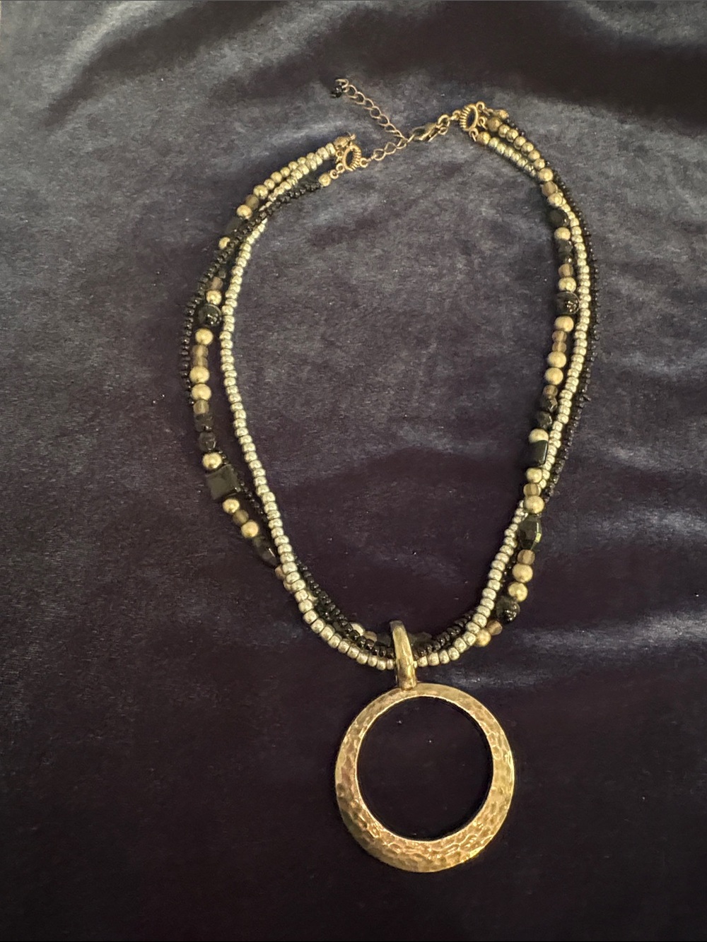 Vintage Premier Designs Multi-Strand Beaded Circle Pendant Necklace